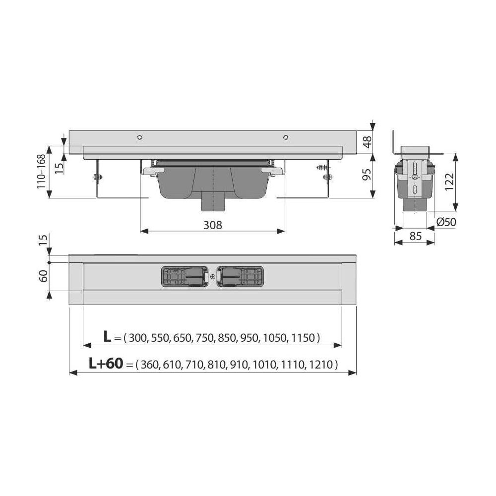 Душевой лоток AlcaPlast APZ1016 -650 без решетки