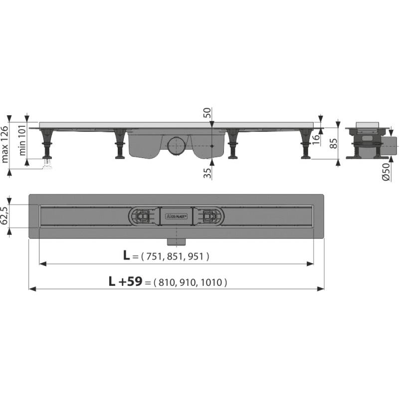 Душевой лоток AlcaPlast APZ22 Optimal 95 см