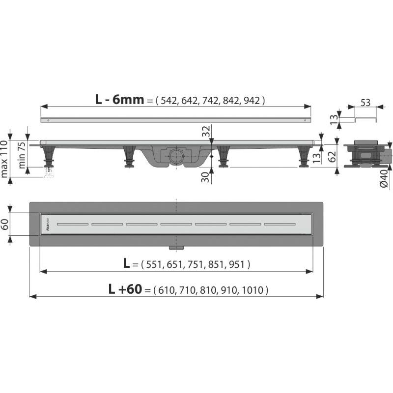 Душевой лоток AlcaPlast APZ18 650M