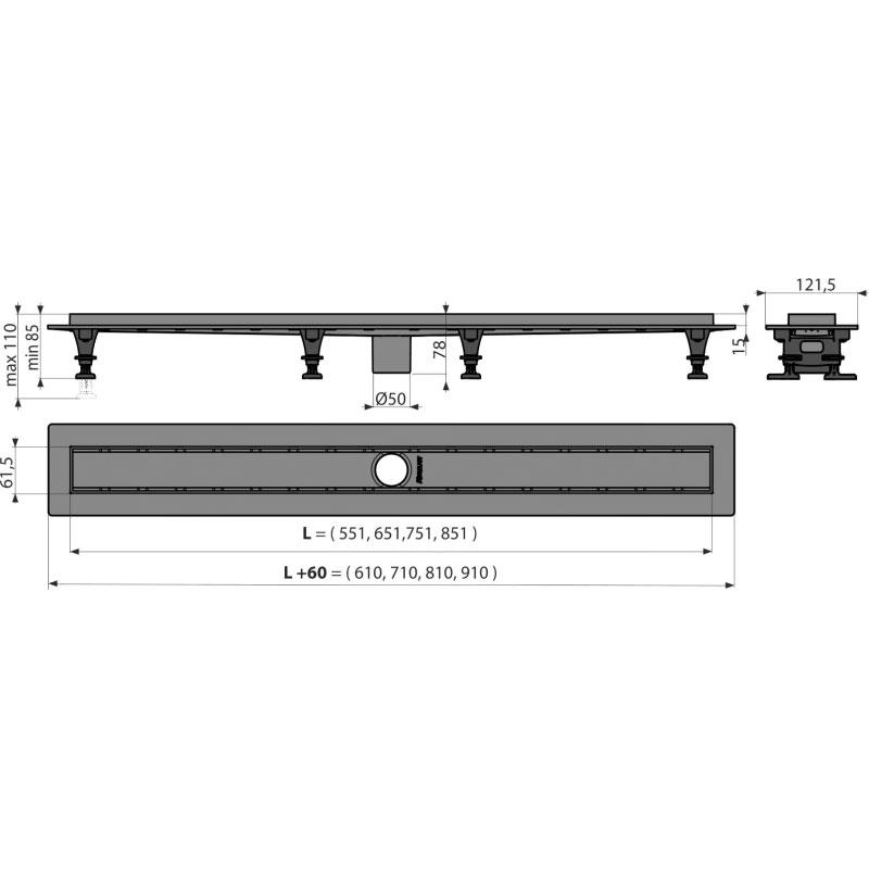 Душевой лоток AlcaPlast APZ2012 -550 без решетки