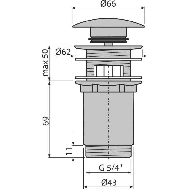 Донный клапан для раковины AlcaPlast A392C