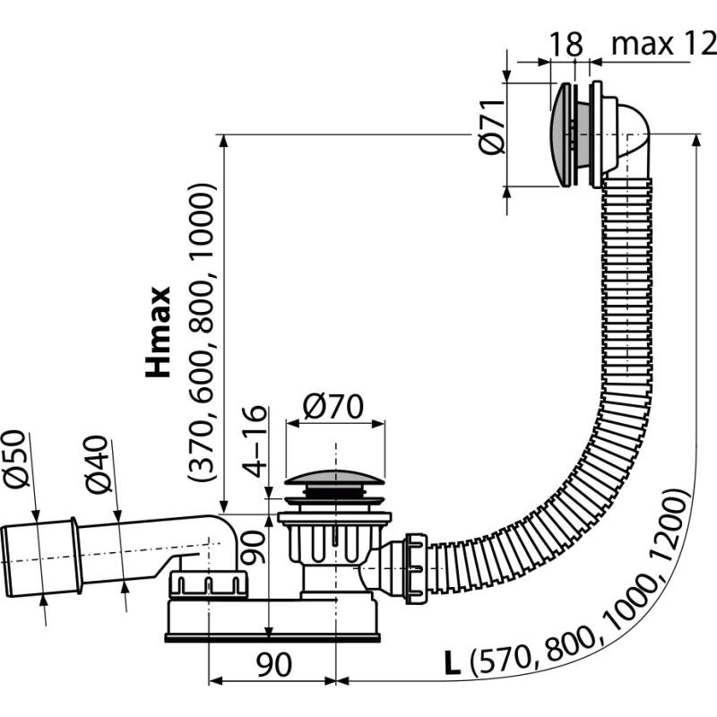 Слив-перелив AlcaPlast A507CKM