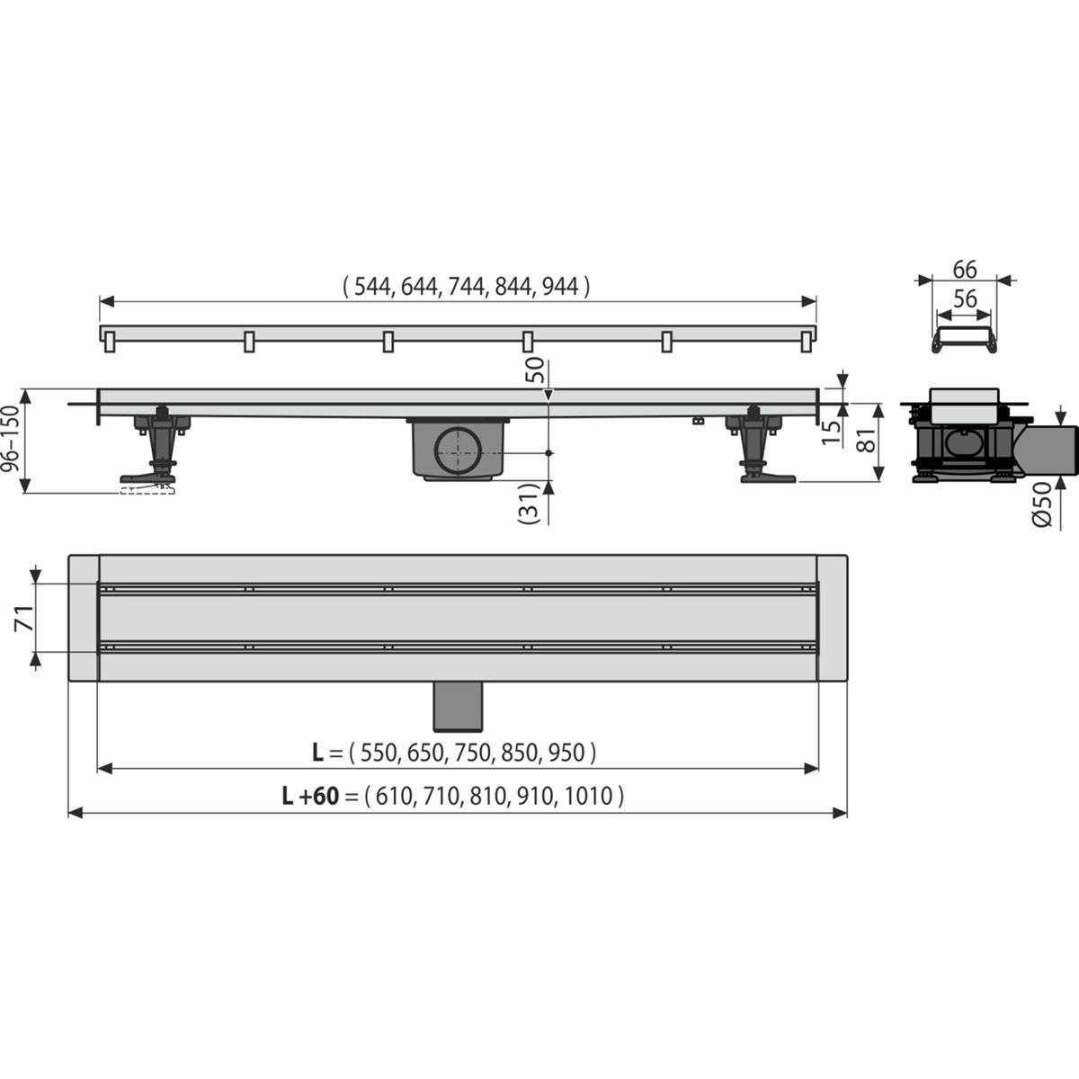 Душевой лоток AlcaPlast AG071401850 (APZ13-DOUBLE9-850) 85 см