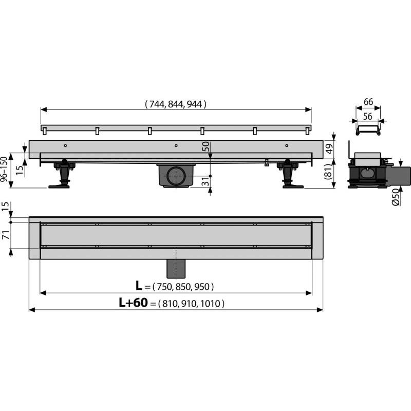 Душевой лоток AlcaPlast APZ23-DOUBLE9-750 хром