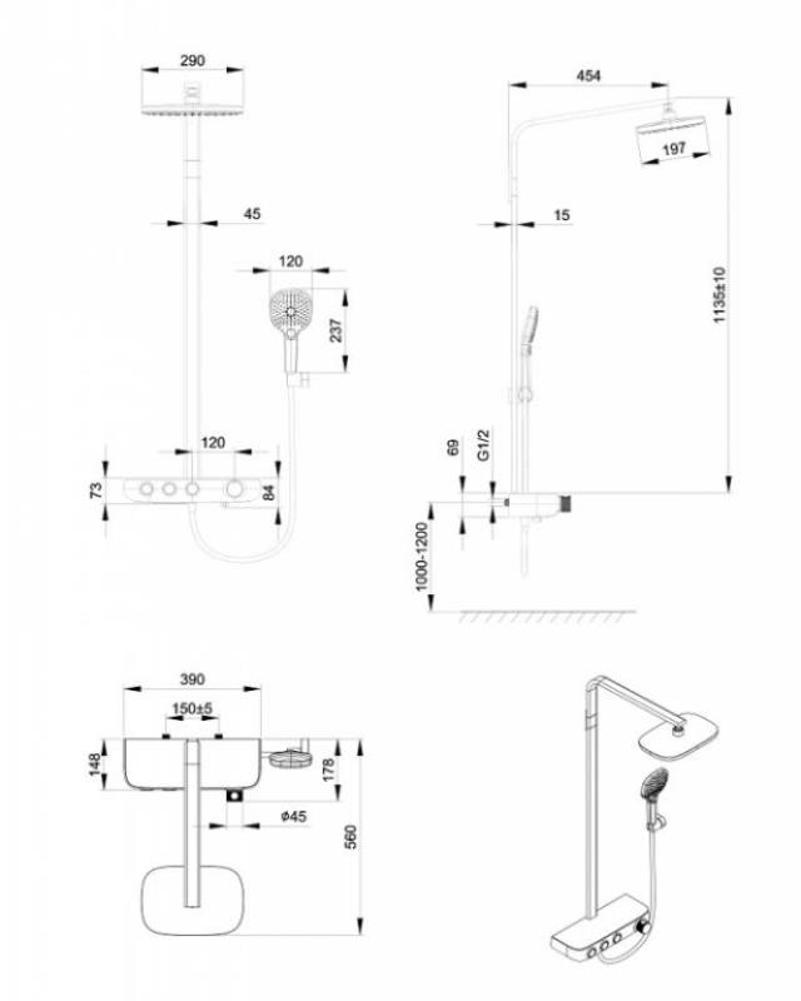 Душевая стойка Bravat Cobble F6389423CP-A1-ENG