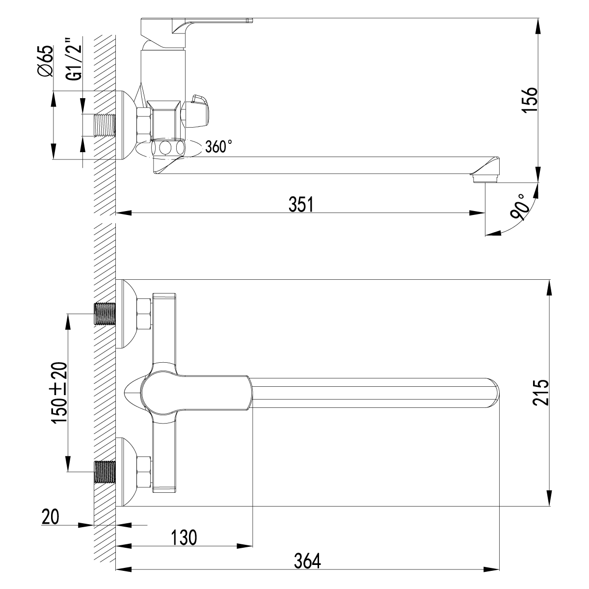 Универсальный смеситель Lemark plus Grace LM1551C