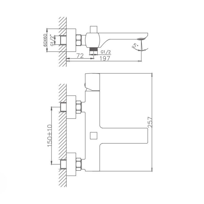 Смеситель для ванны с душем Haiba HB60577