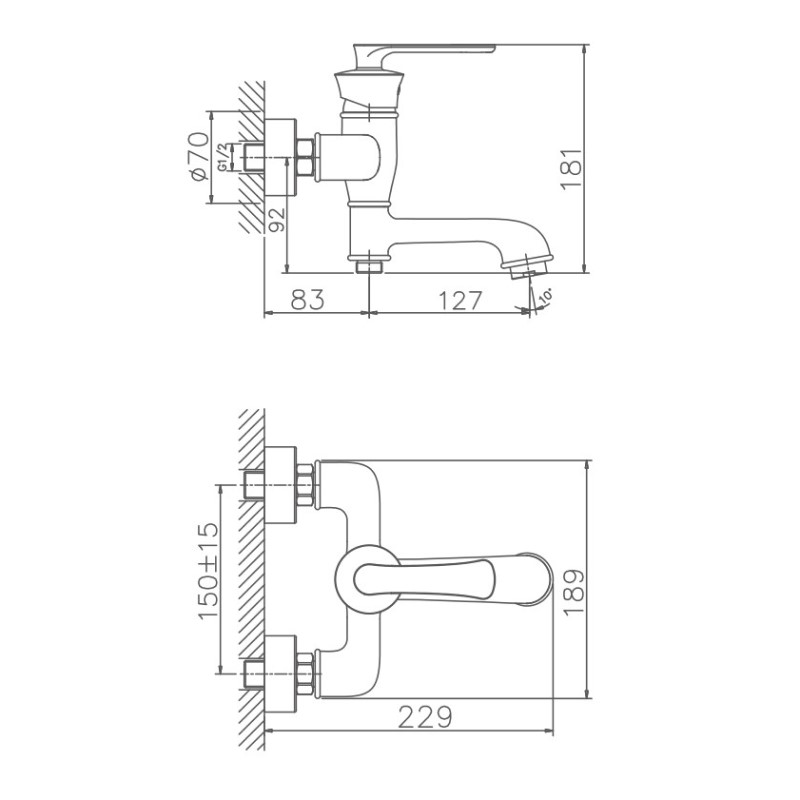 Смеситель для ванны с душем Haiba HB60181-7