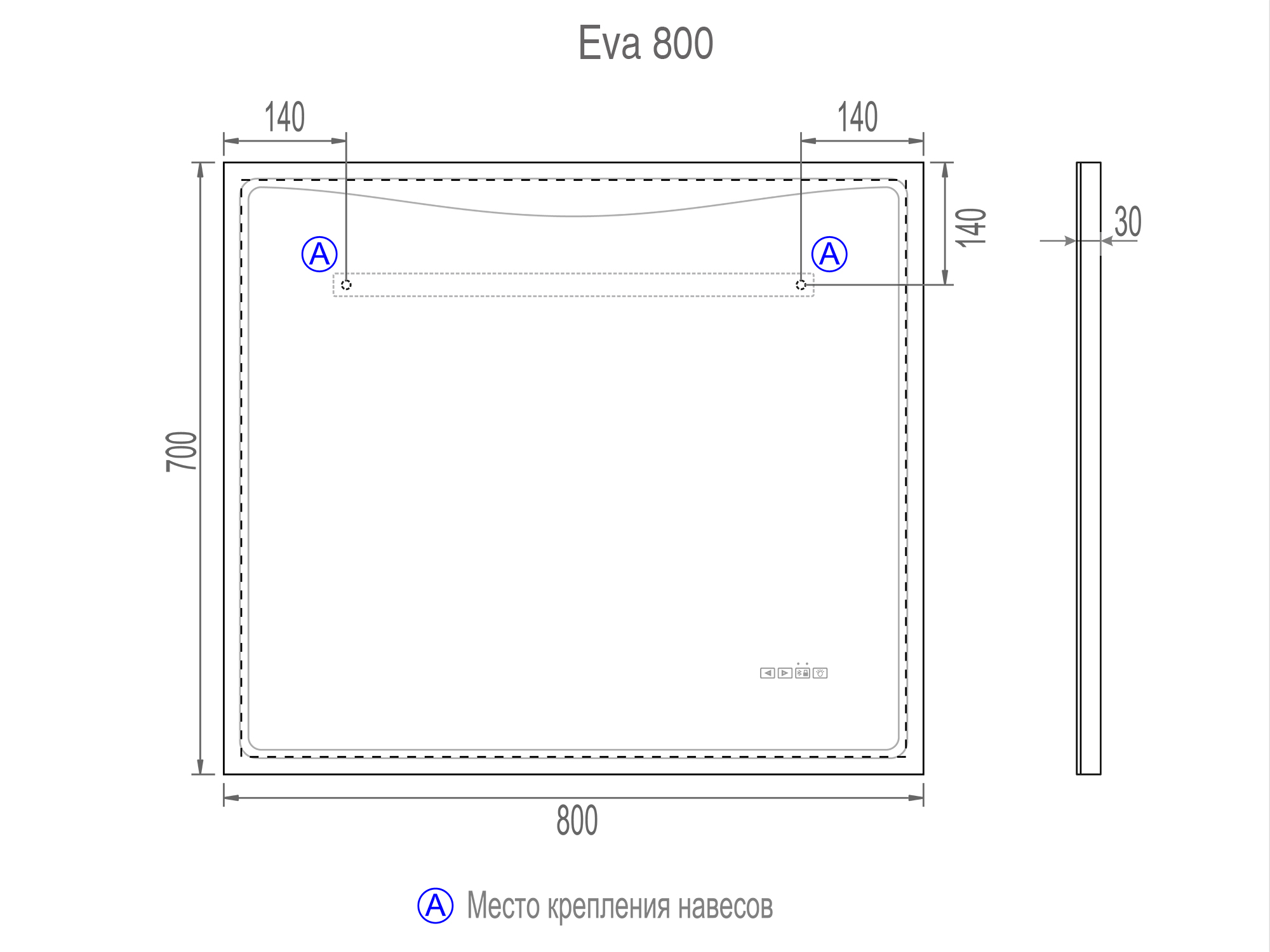 Зеркало Vigo Eva Media L 80