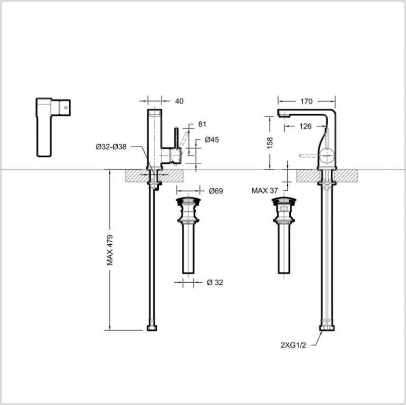 Смеситель для раковины Bravat Arc F16061K-2-ENG