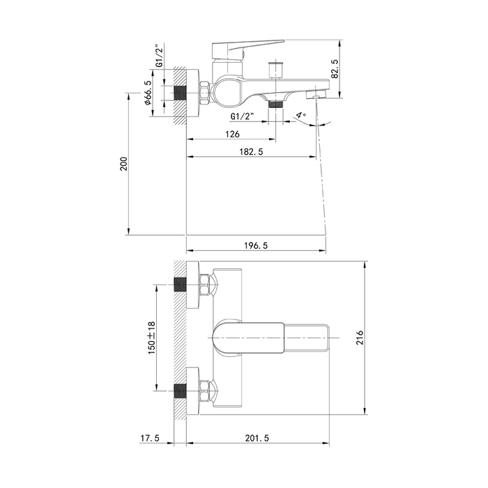 Смеситель для ванны с душем IDDIS Bridge BRDSB00i02WA