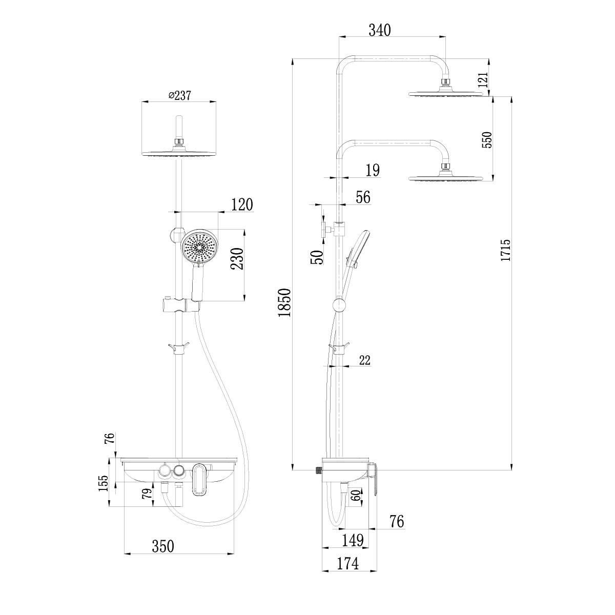 Душевая стойка Lemark Tropic LM7012BL черная