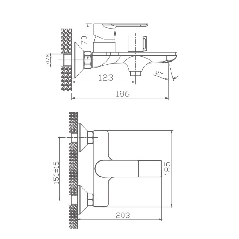 Смеситель для ванны с душем Haiba HB60505-3 пепельный