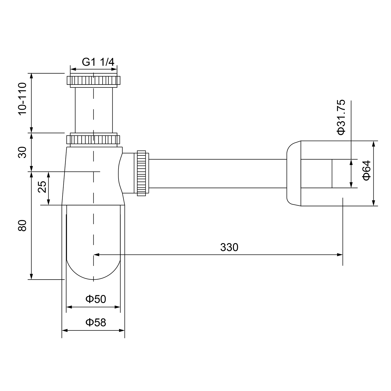 Сифон для раковины Timo 960/00L