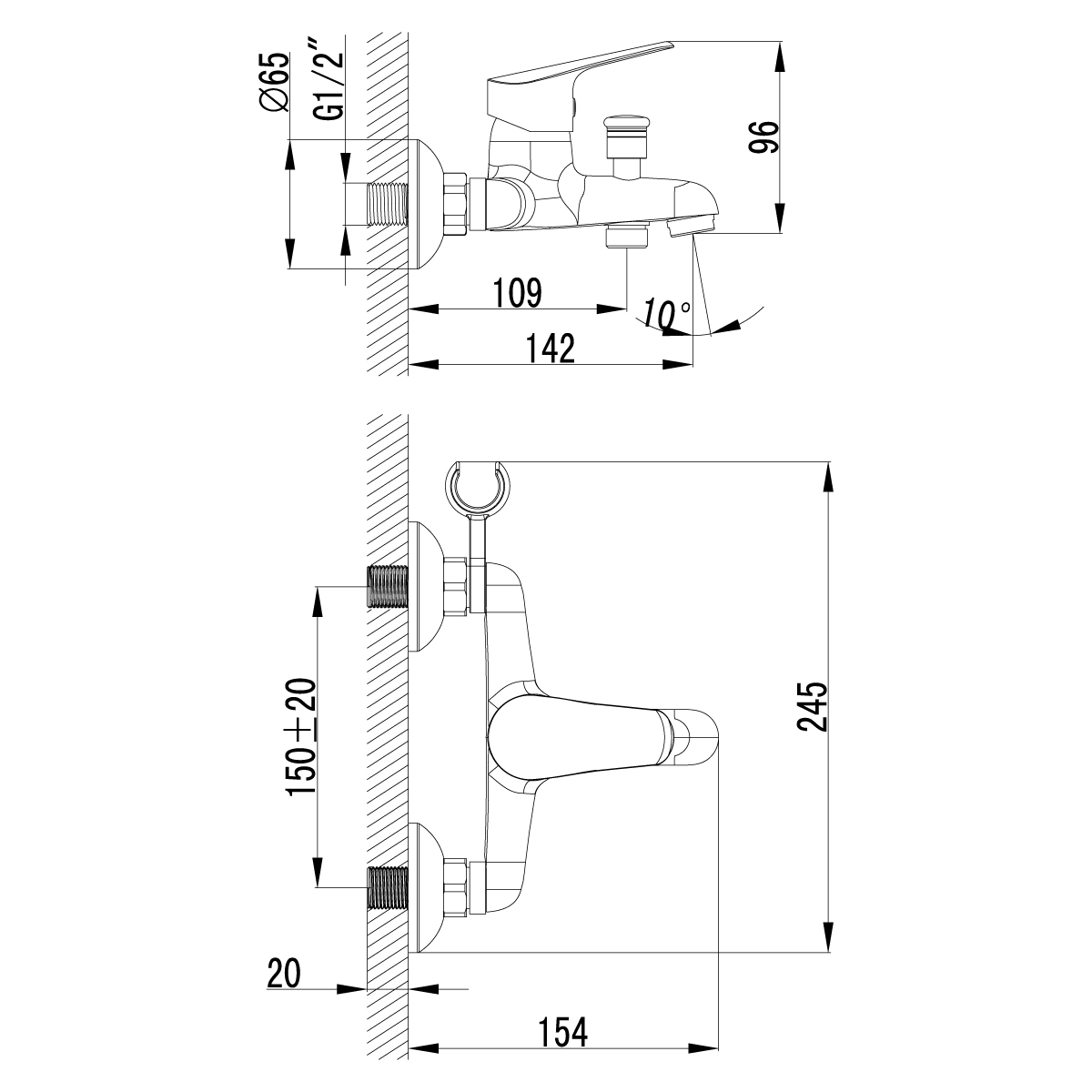 Смеситель для ванны с душем Lemark Partner LM6552C