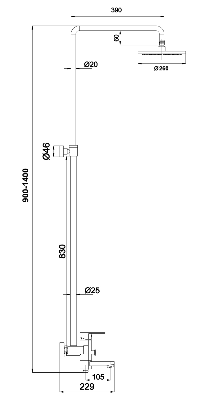 Душевая стойка Timo Beverly SX-1060/00 (3010)