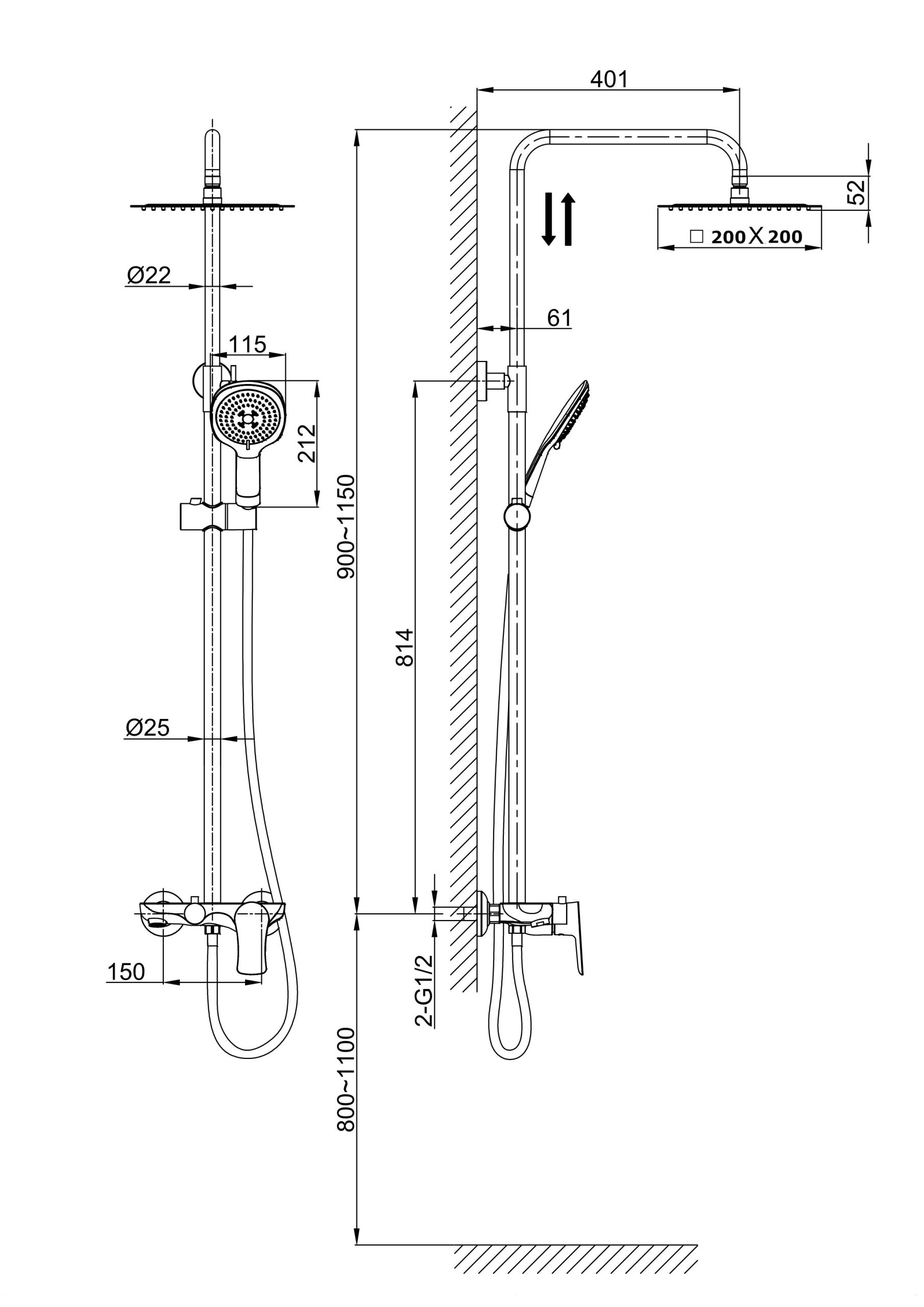 Душевая стойка D&K Rhein Reisling DA1273701B03