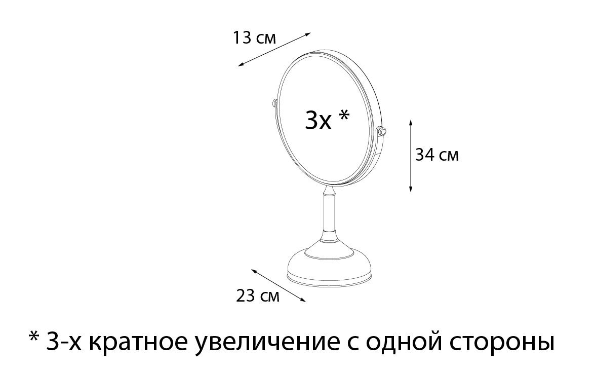 Косметическое зеркало Fixsen Antik FX-61121A настольное, античная латунь