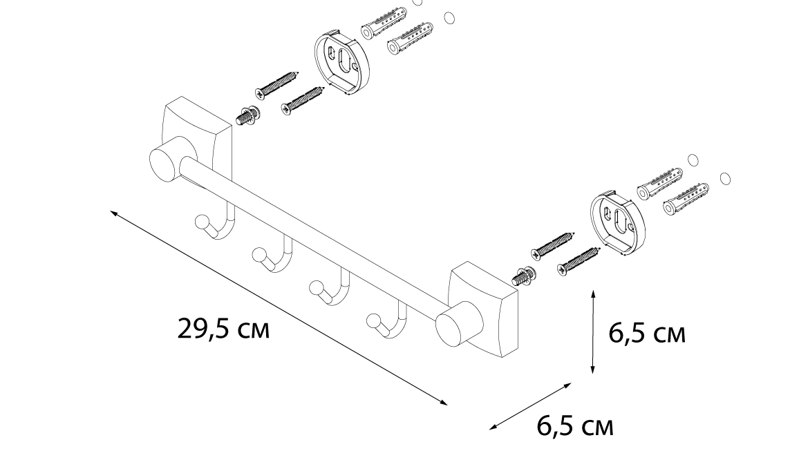 Крючок Fixsen Kvadro FX-61305B-4