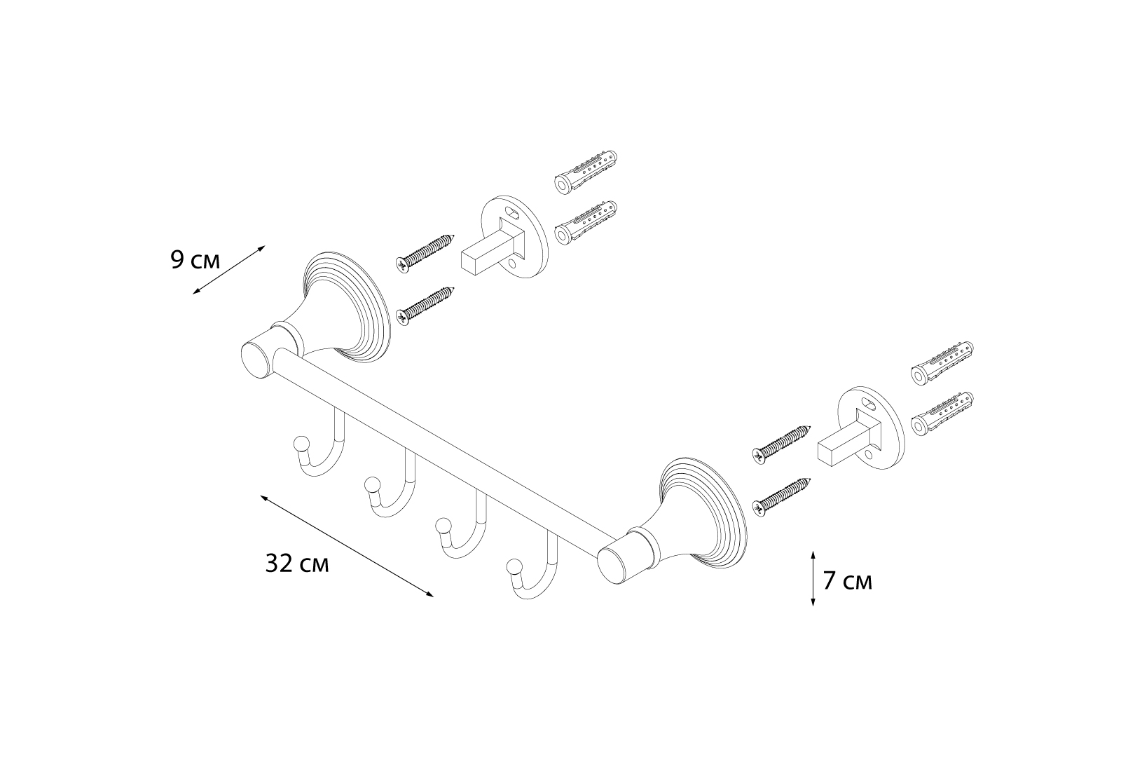 Крючок Fixsen Luksor FX-71605-4B