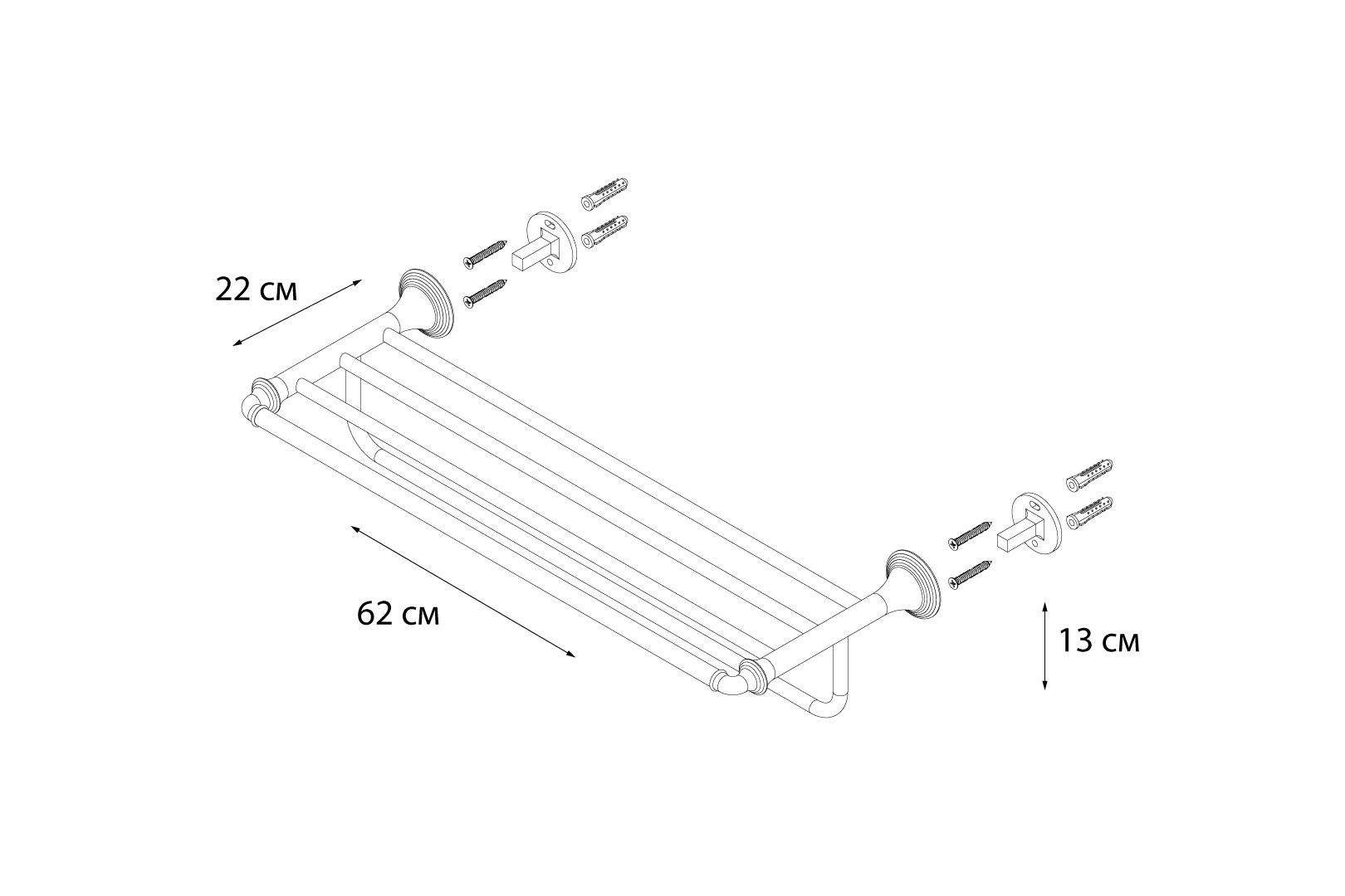 Полка Fixsen Luksor FX-71615B для полотенец