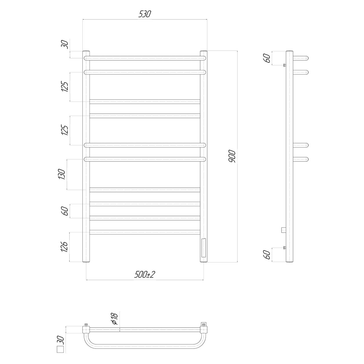 Полотенцесушитель электрический Lemark Linara П10 50x90, хром