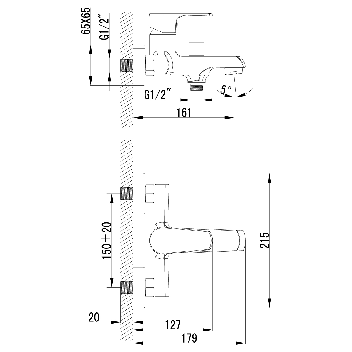 Смеситель для ванны с душем Lemark plus Factor LM1612C