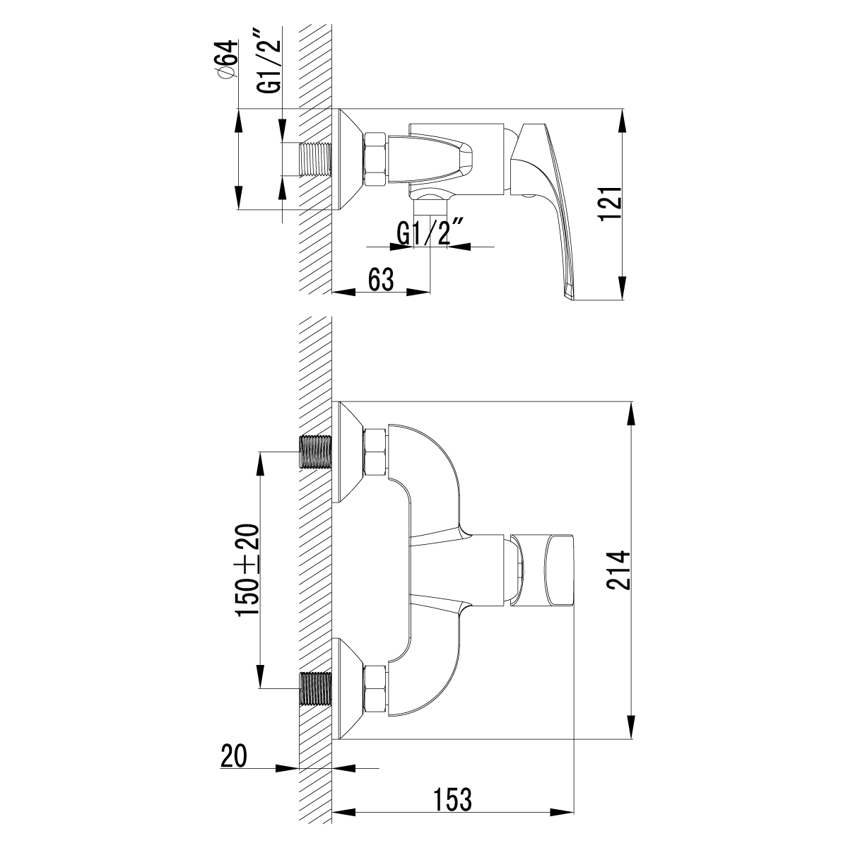 Смеситель для душа Lemark plus Shape LM1703C