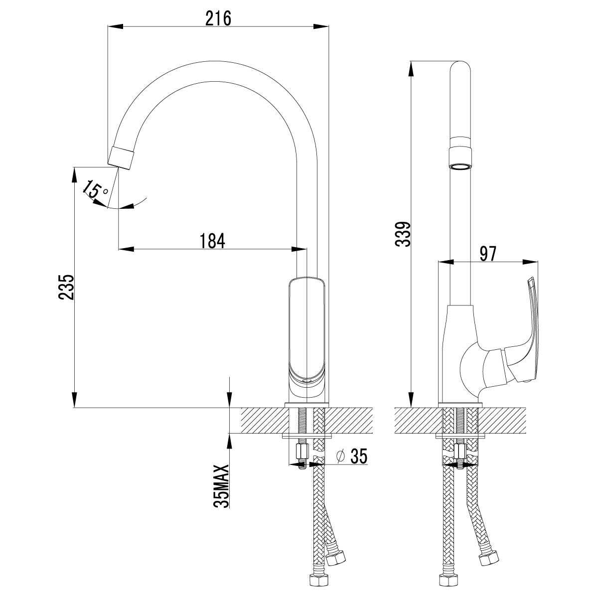 Смеситель для кухни Lemark plus Shape LM1705C