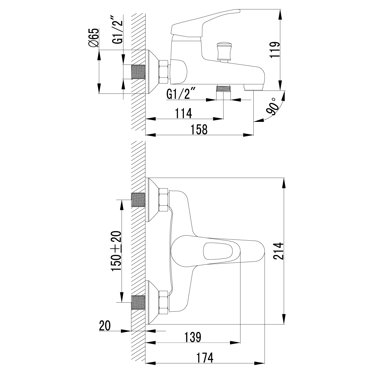 Смеситель для ванны с душем Lemark Omega LM3102C