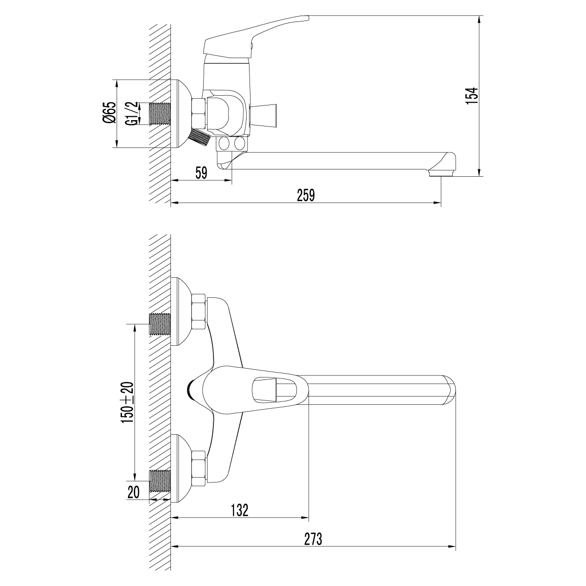 Смеситель для ванны с душем Lemark Omega LM3110C