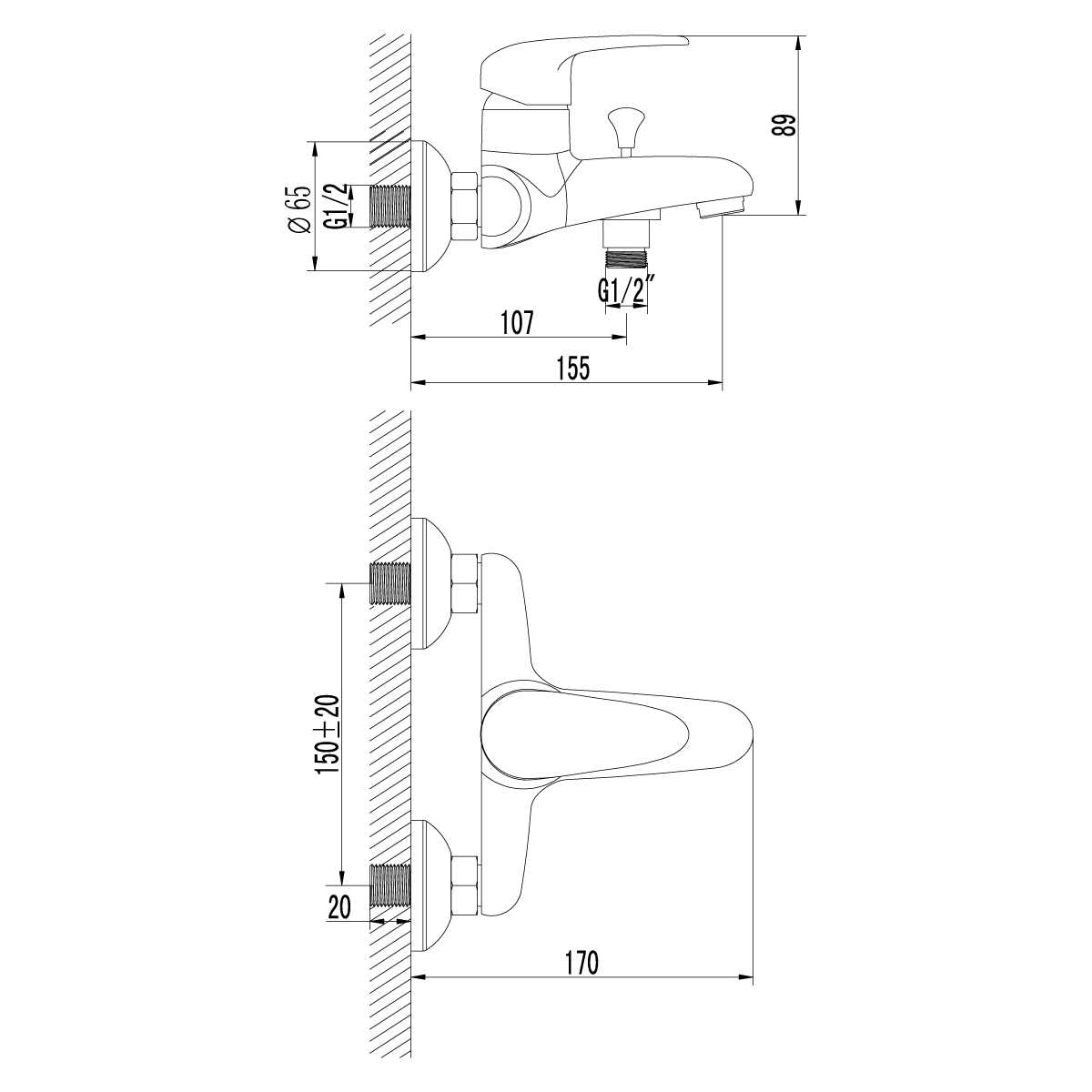 Смеситель для ванны с душем Lemark Pramen LM3302C