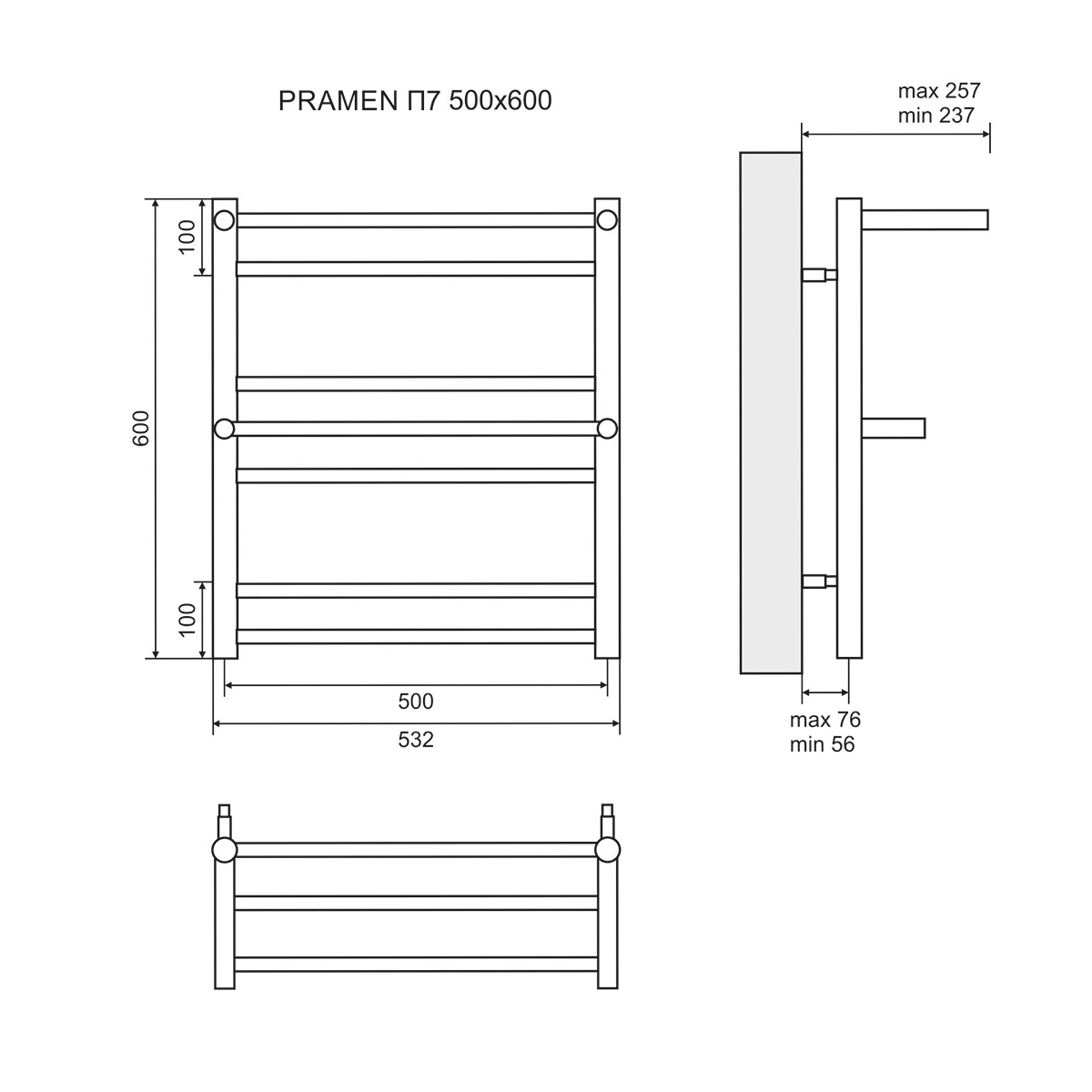 Полотенцесушитель электрический Lemark Pramen П7 50x60