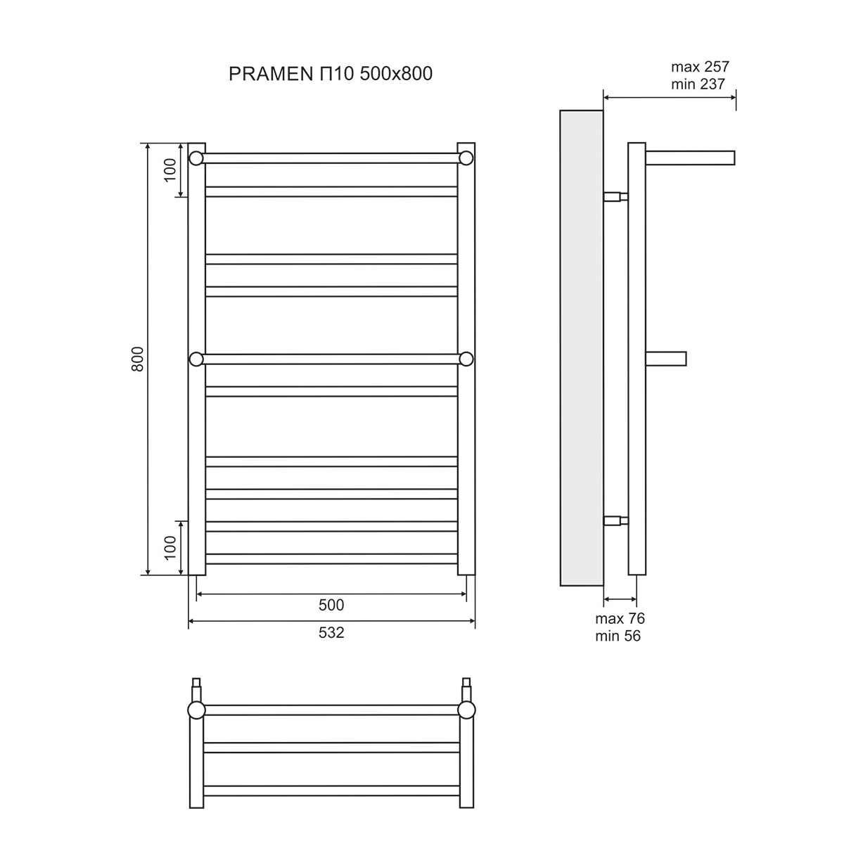 Полотенцесушитель электрический Lemark Pramen П10 50x80