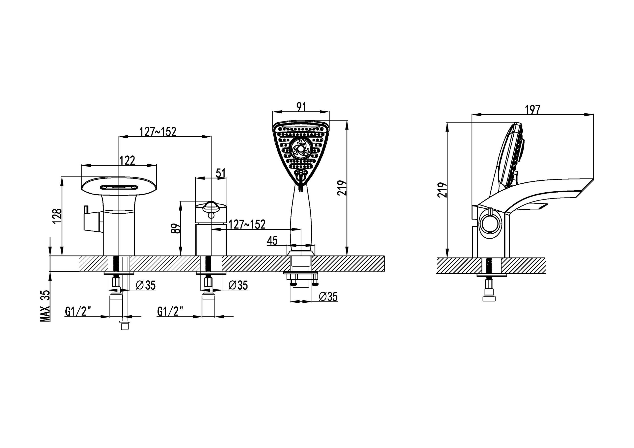 Смеситель на борт ванны Lemark Mars LM3545C