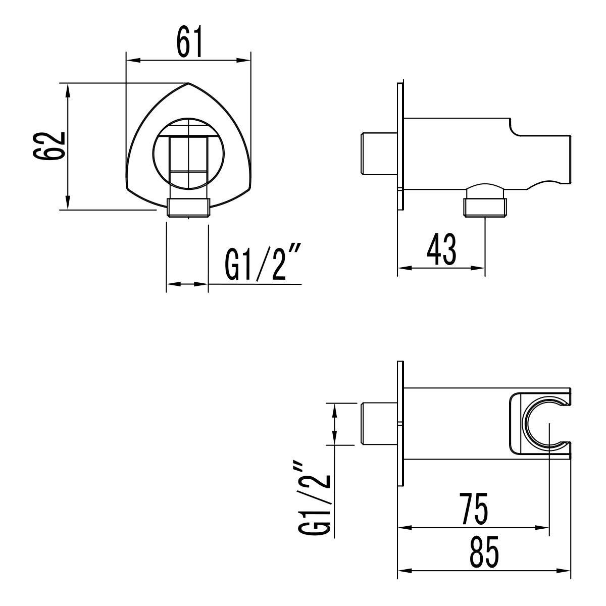 Шланговое подключение Lemark LM3585C c держателем для душа