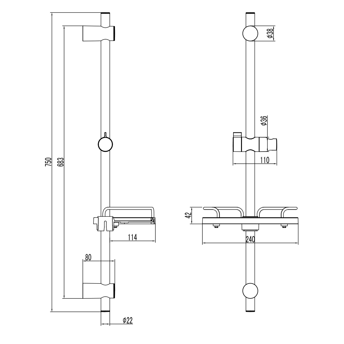 Душевая штанга Lemark LM3775BL черная матовая