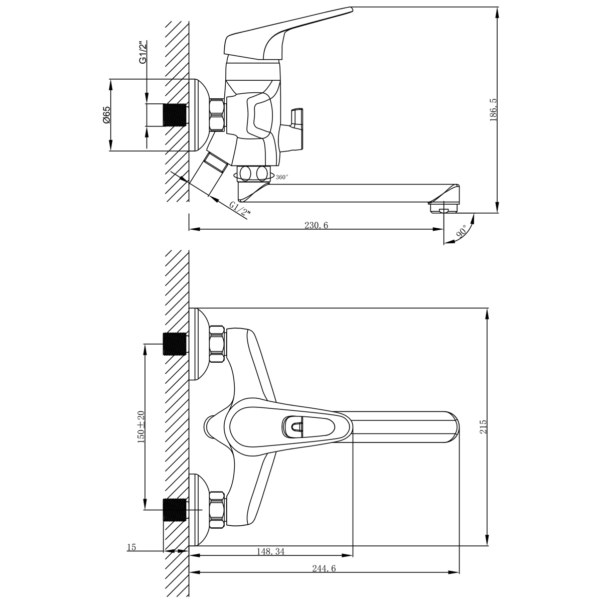 Смеситель для ванны с душем Lemark Luna LM4113C