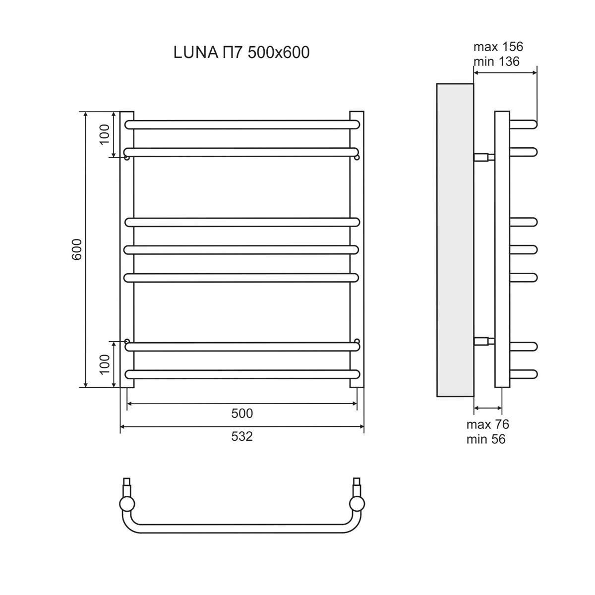 Полотенцесушитель электрический Lemark Luna П7 50x60