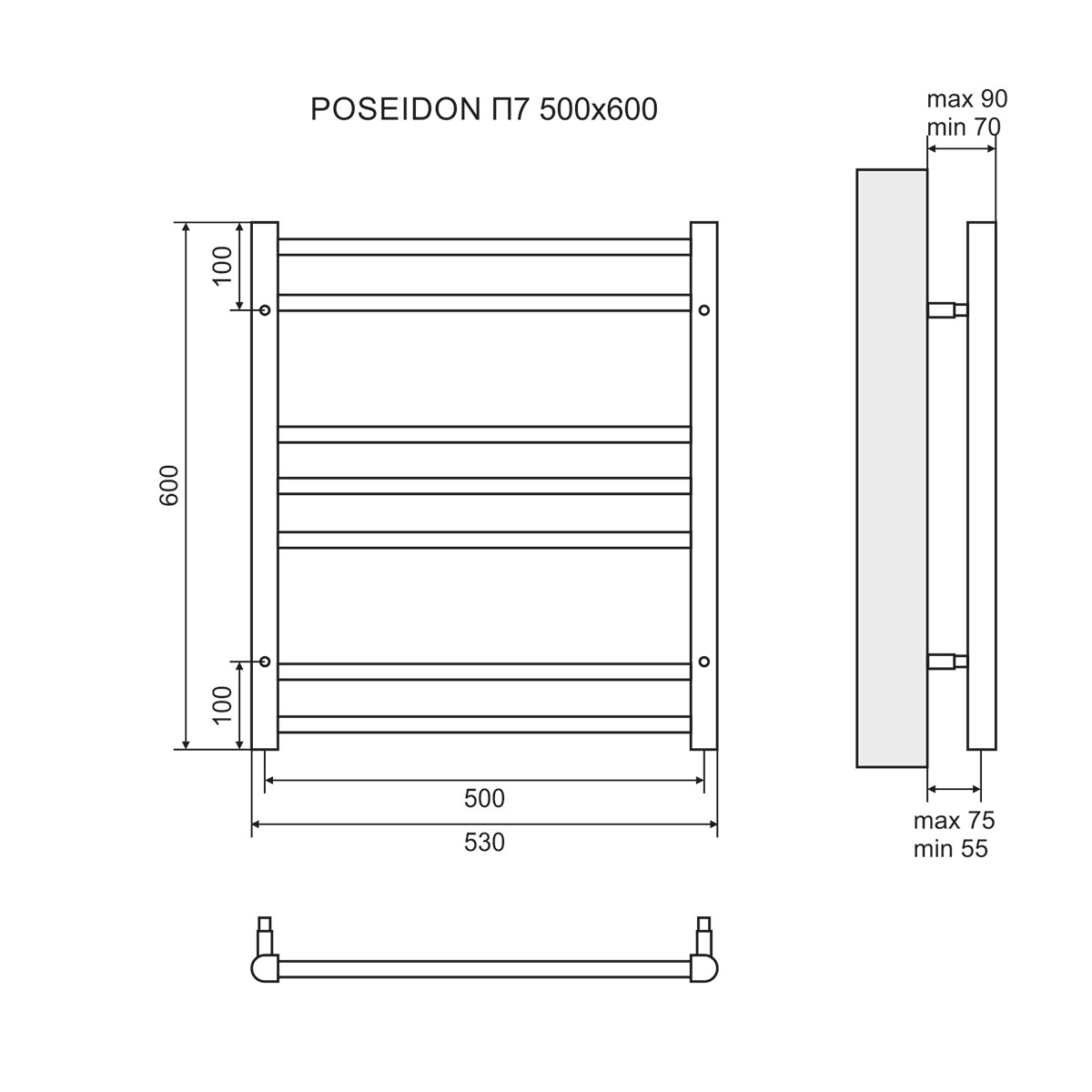 Полотенцесушитель электрический Lemark Poseidon П7 50x60