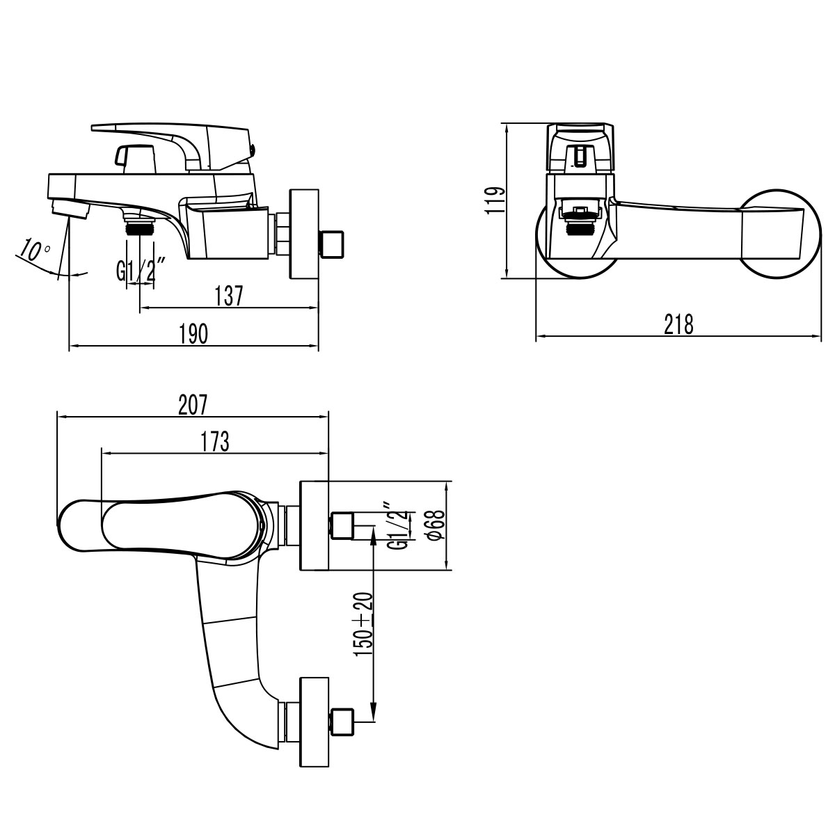 Смеситель для ванны с душем Lemark Shift LM4334C