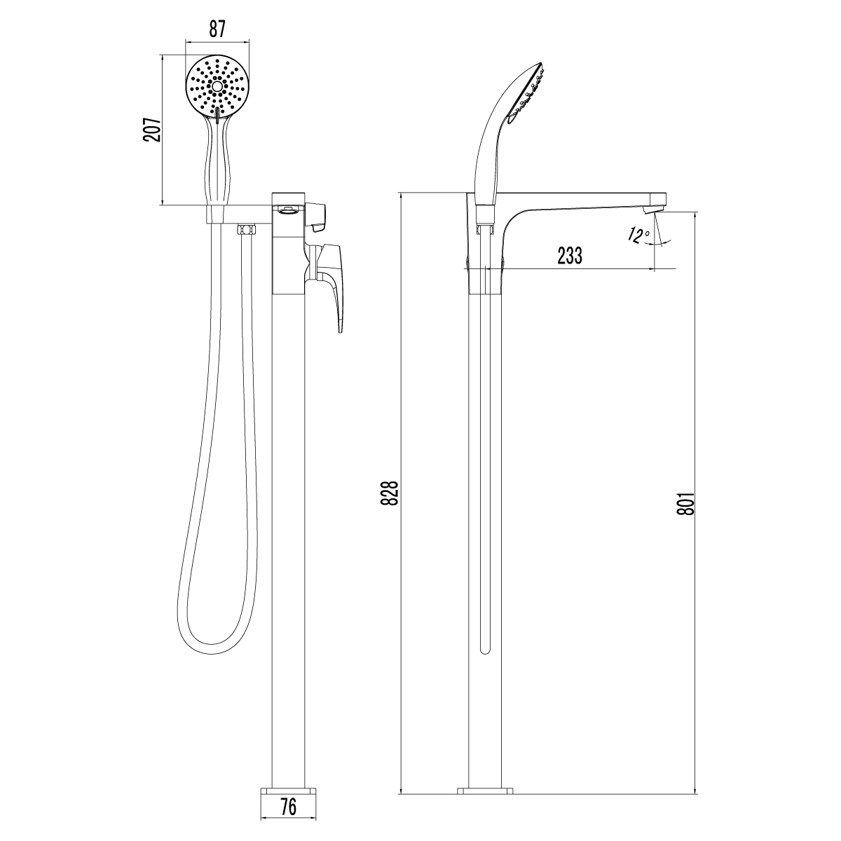 Напольный смеситель для ванны с душем Lemark Shift LM4344C