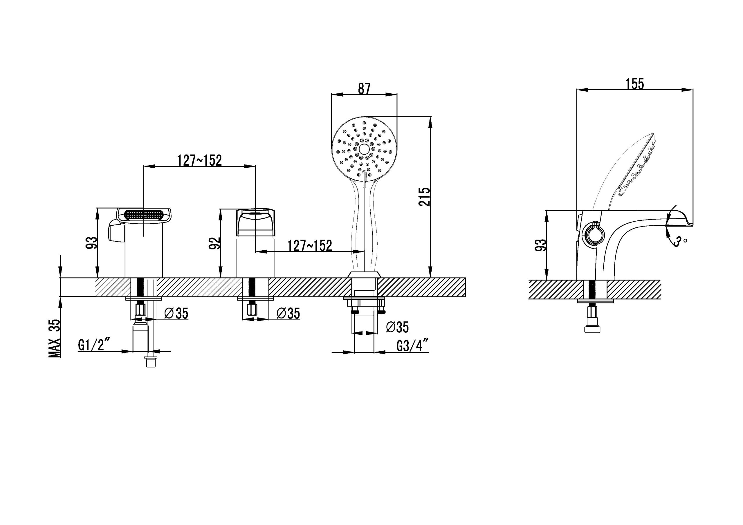 Смеситель на борт ванны Lemark Shift LM4345C