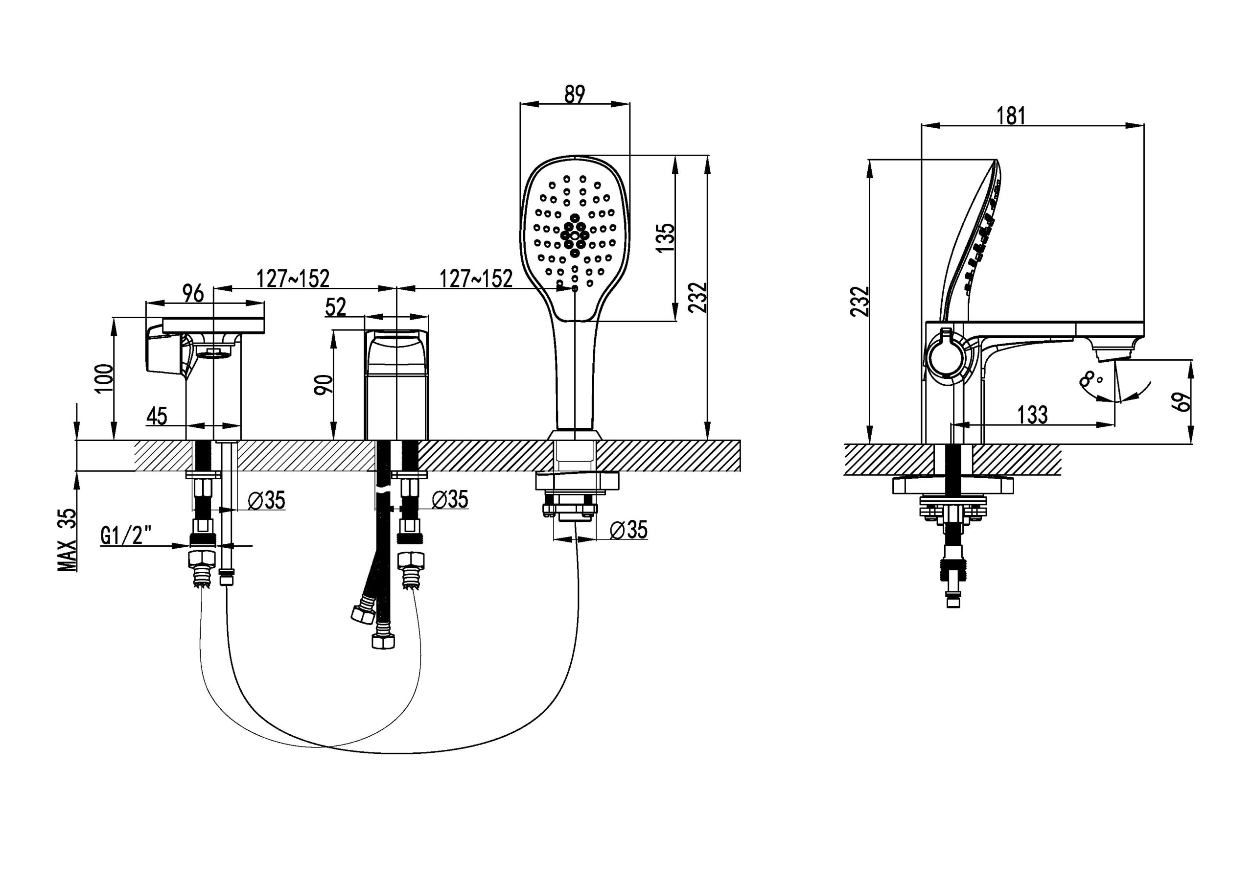 Смеситель на борт ванны Lemark Shift LM4347C