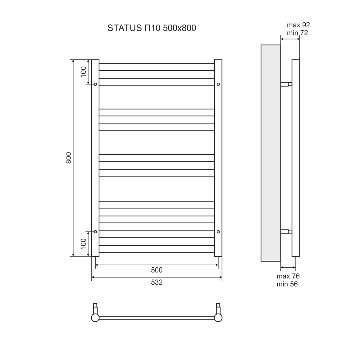 Полотенцесушитель электрический Lemark Status П10 50x80