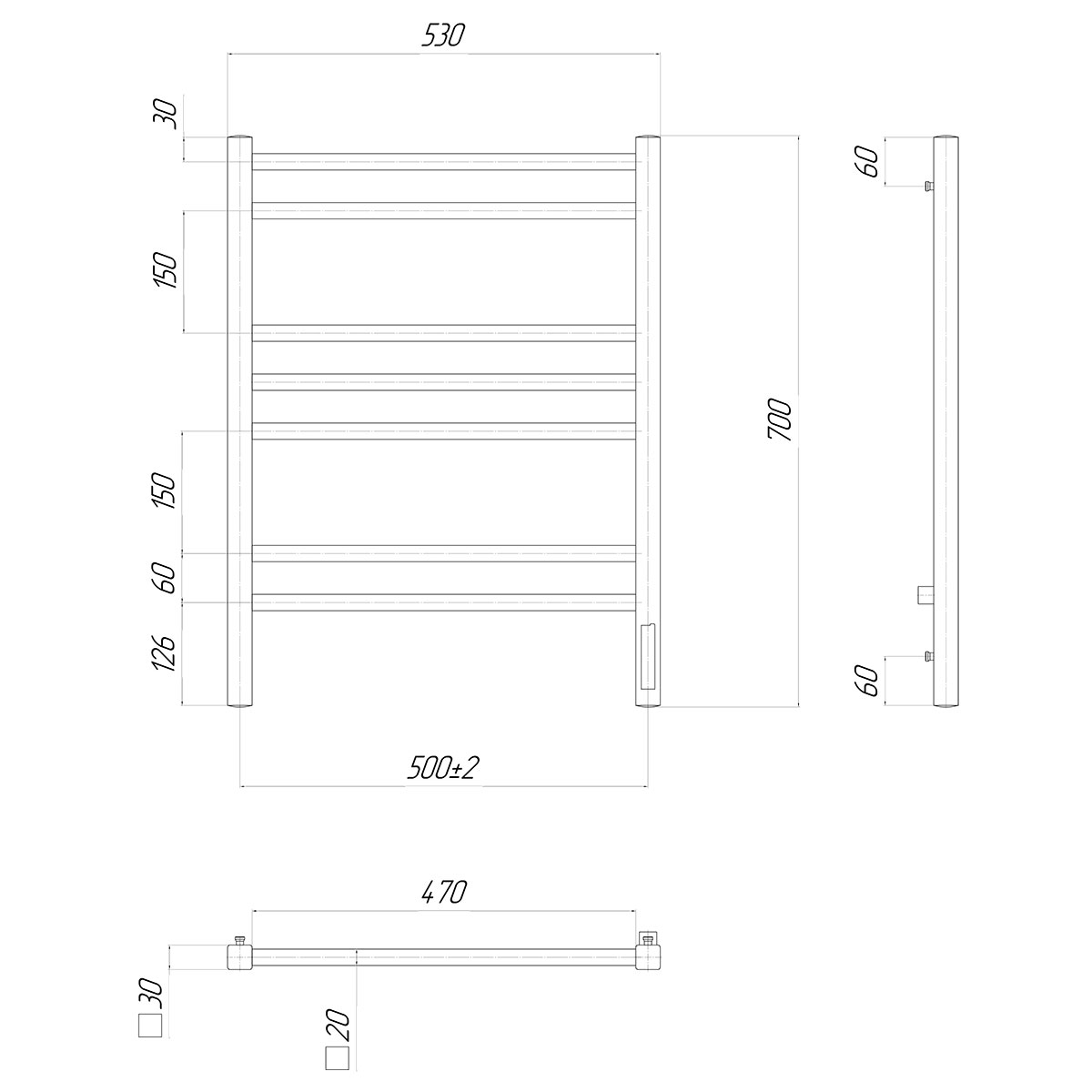 Полотенцесушитель электрический Lemark Unit П7 50x70, хром