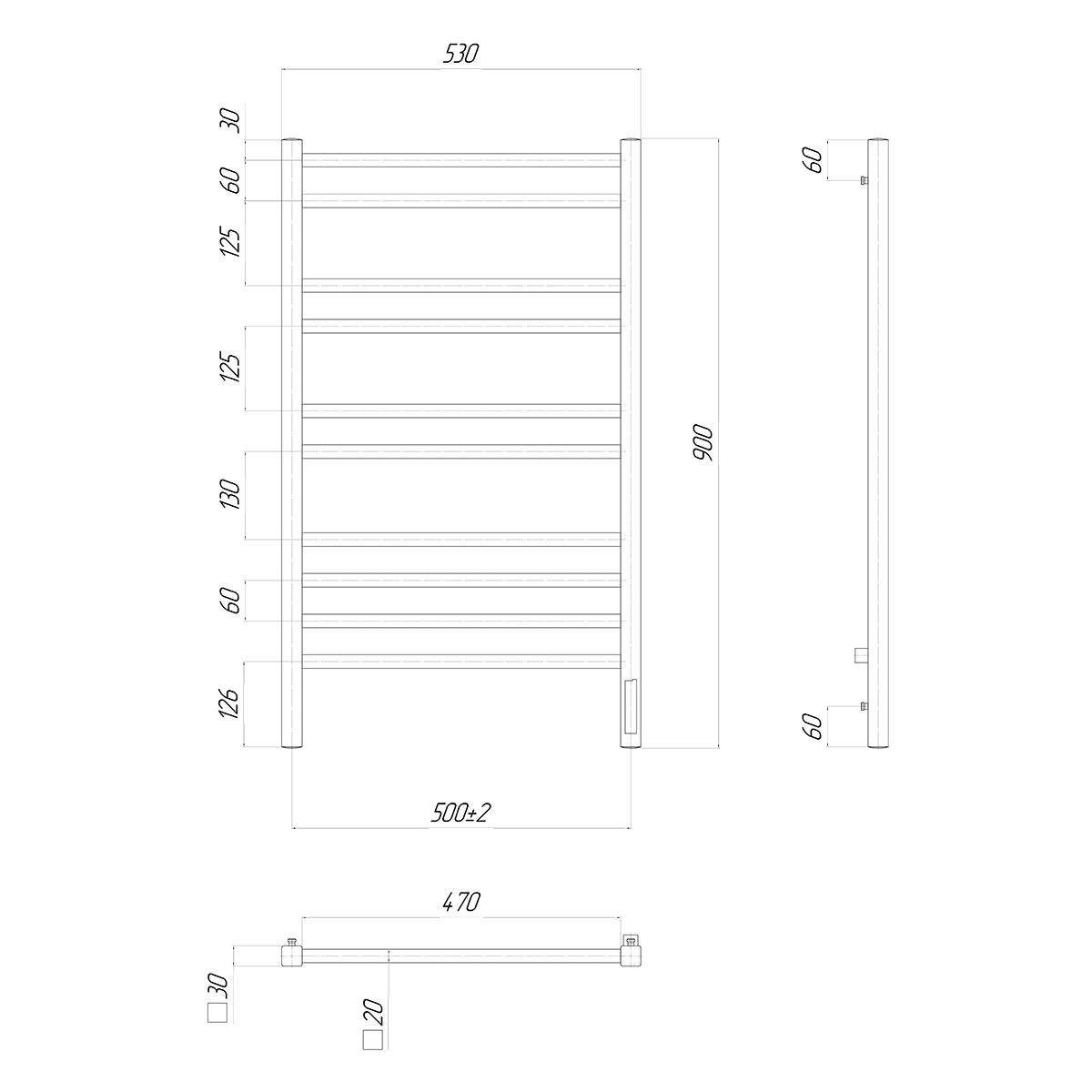 Полотенцесушитель электрический Lemark Unit П10 50x90, хром