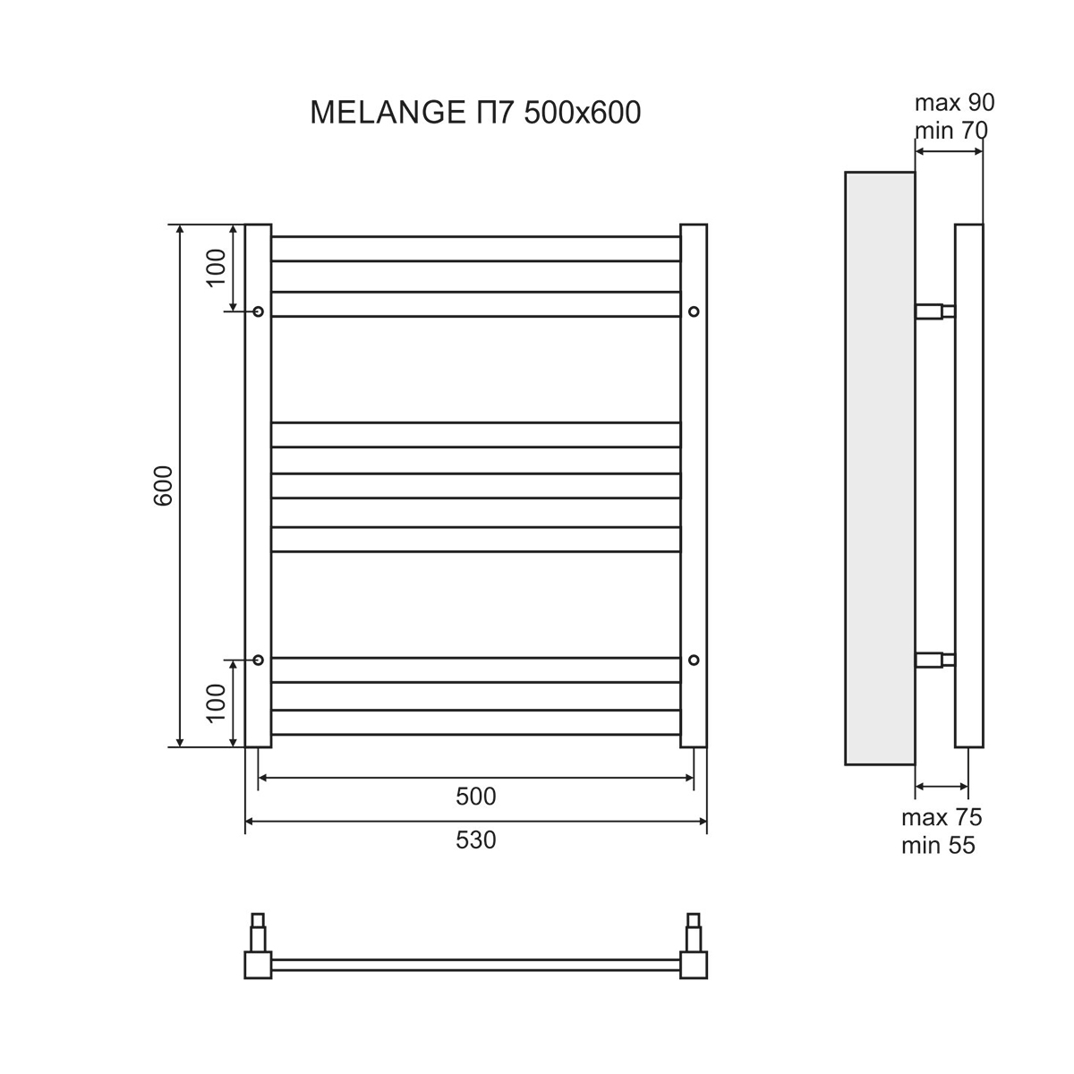 Полотенцесушитель электрический Lemark Melange П7 50x60, белый