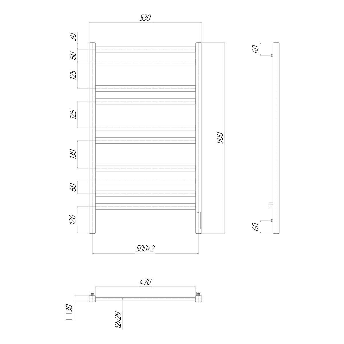 Полотенцесушитель электрический Lemark Melange П10 50x90, хром