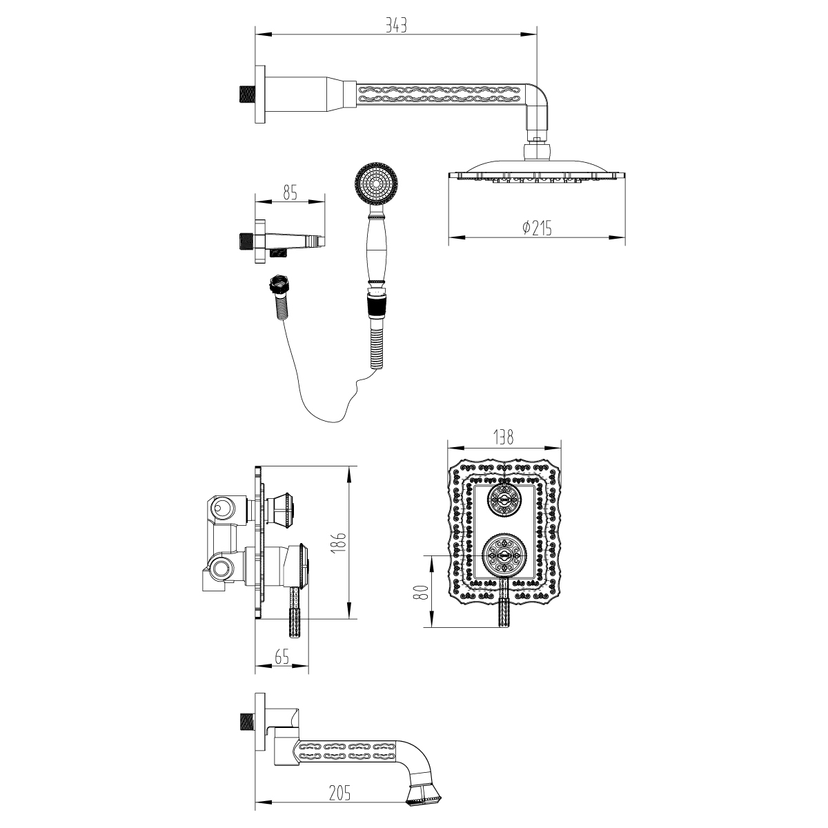 Душевой комплект Lemark Jasmine LM6622B С ВНУТРЕННЕЙ ЧАСТЬЮ